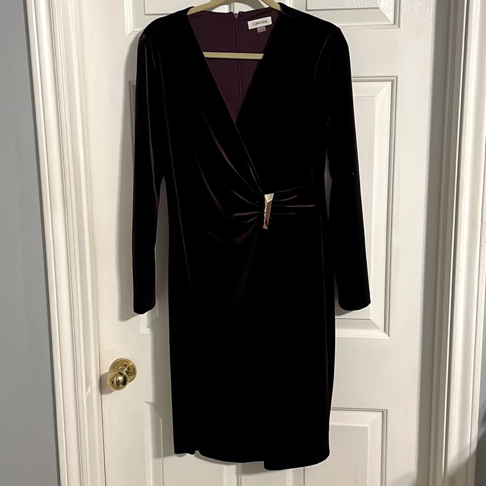 Calvin Klein Maroon Velvet Dress